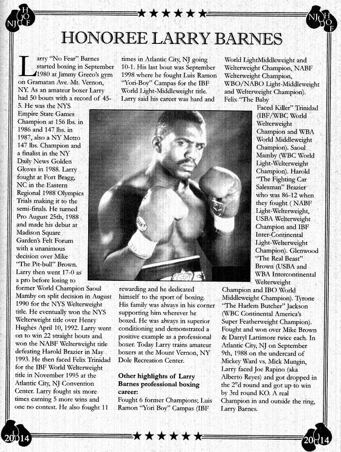 Newspaper clipping: Honoree Larry Barnes