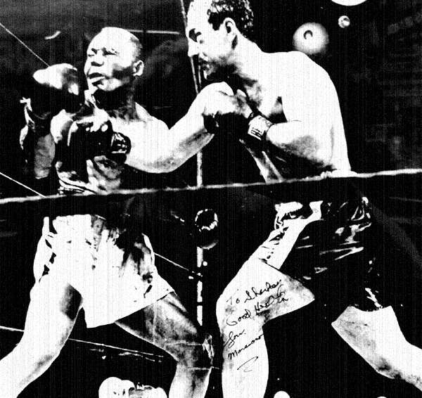Boxing memorabilia on the museum wall at the club